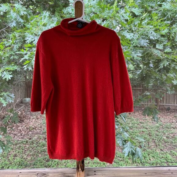 Ellen Tracy Women's Orange Mock Neck 100% Cashmere Sweater Size L - Picture 1 of 7